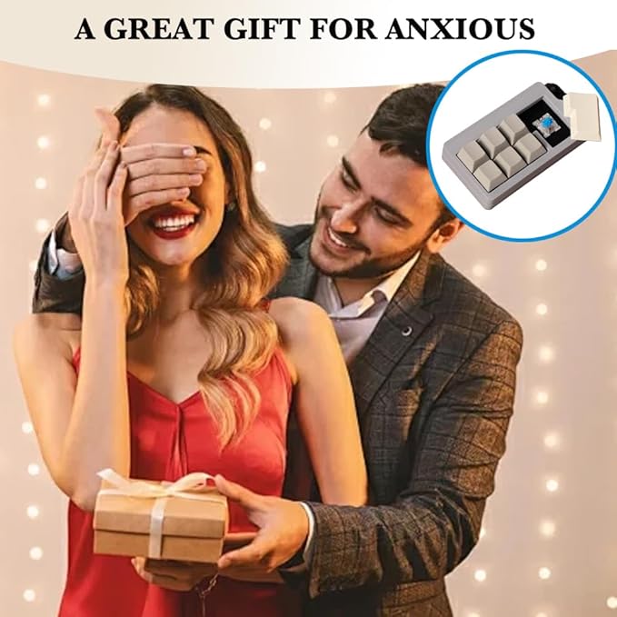 Keyboard Fidget Toys for Adults 3D Printing Keyboard Clicker Fidget Sensory Fun Toys with Keycaps Switch for Anxiety Decompression (Grey)