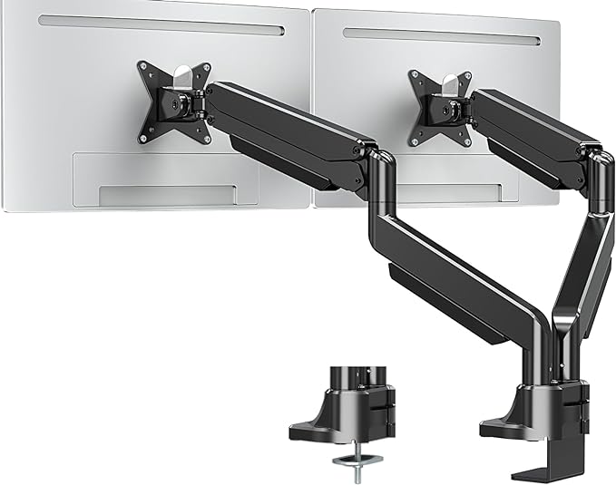 MOUNTUP Dual Monitor Mount fits 42 40 39 37 34 32 27 inch Ultrawide Screen, Holds 6.6-33lbs, Dual Monitor Arm Desk Mount, Heavy Duty Gas Spring Monitor Stand for 2 Monitors, with Clamp/Grommet Base