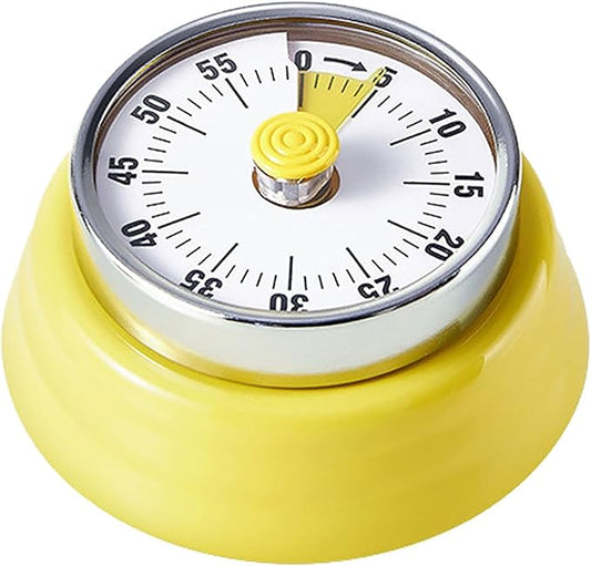 Elegant Stainless Steel Vintage Kitchen Timer with Magnetic Attachment - 60-Minute Countdown & Audible Alarm, Perfect for Cooking, Office Tasks, and Study Sessions (01-Yellow)