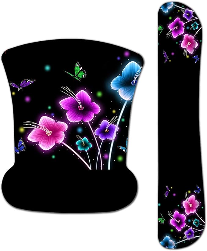 RICHEN Keyboard Wrist Rest Pad and Mouse Wrist Rest Support Mouse Pad Set,Sturdy & Comfortable & Lightweight for Easy Typing & Pain Relief-Ergonomic Support (Colorful Flowers)