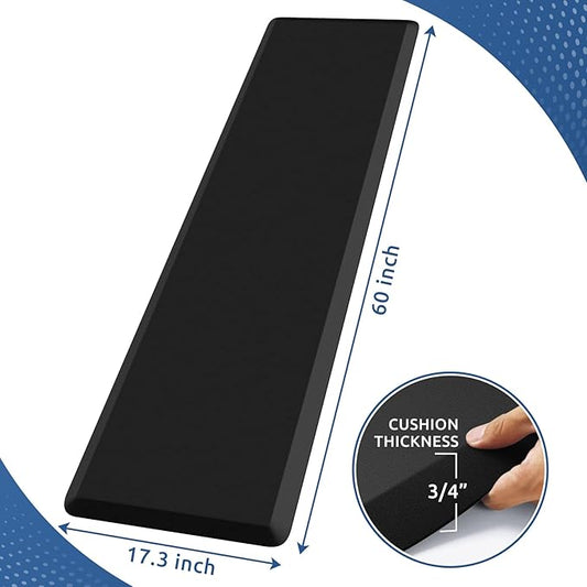 KitchenClouds Kitchen Mat Cushioned Anti Fatigue Kitchen Rug 0.8inch Waterproof Non Slip Kitchen Rugs and Mats Standing Desk Mat Comfort Floor Mats for Kitchen Sink Office (17.3"x60",Black)