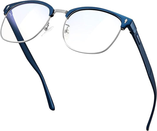 BIRCEN Blue Light Blocking Glasses: Al-Mg Metal Bluelight Computer Clear Glasses for Men Women Anti Eyestrain Office Home