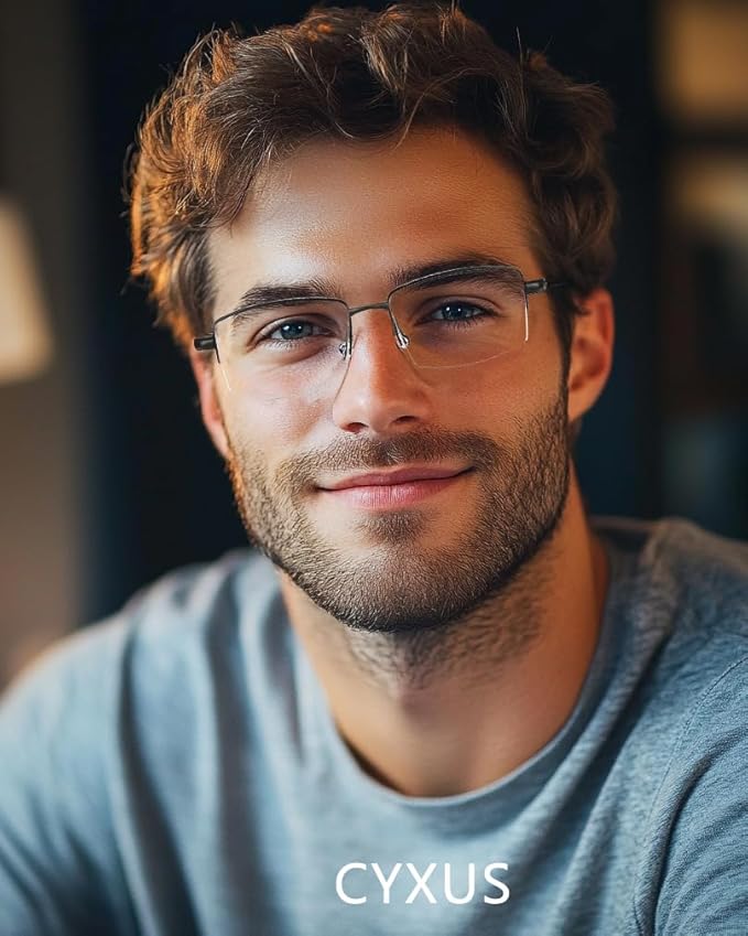 Cyxus Blue Light Blocking Frameless Glasses for Men/Women UV Protection Rimless Eyewear Computer Eyeglasses Relieve Eyestrain Anti Glare