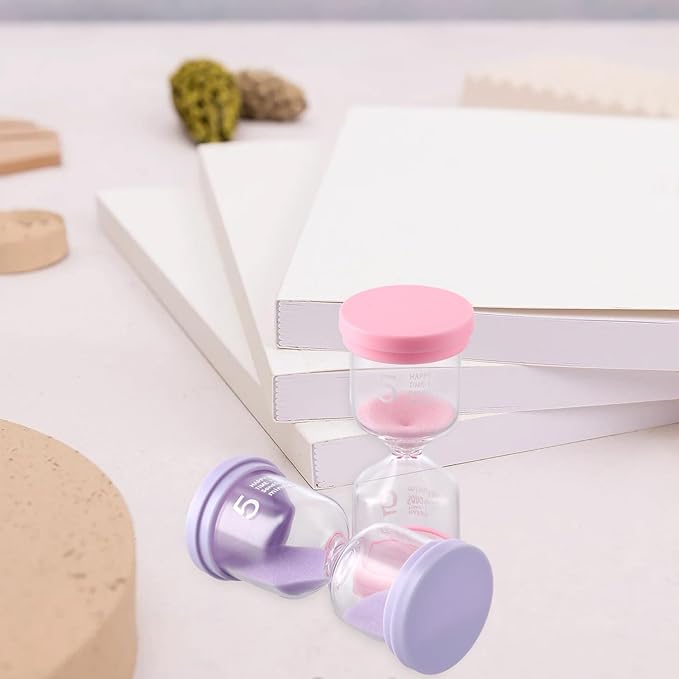 8 PCS 5 Minute Hourglass Timer, Plastic Colorful Hourglass Timer, Small Sand Clock Time for Office Kitchen Decorations