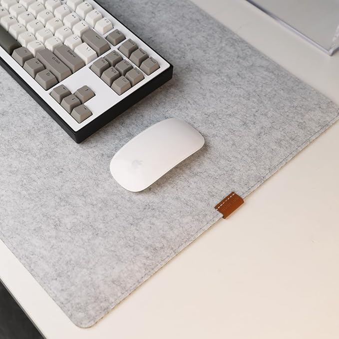 Bright Stone Felt Desk Mat,Non-Slip Mouse Pad, 35.4"x15.7" Office Supplies Desk Protector, Desk Accessories for Home and Office (Light Gray)