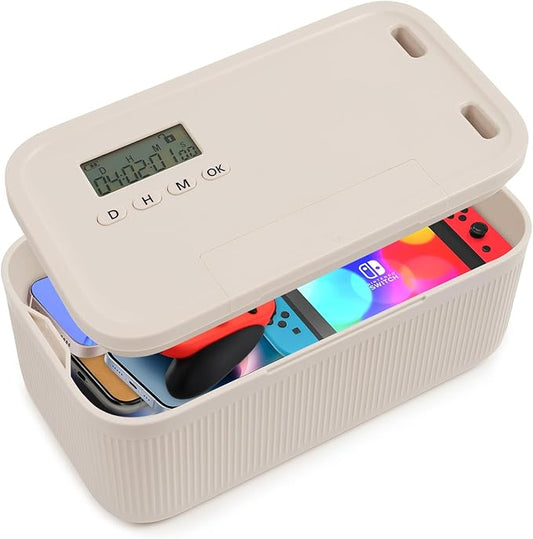 Timed Lock Box for Phone & Snacks | 2-in-1 Smart Lock with Digital Timer & Quick Access | BPA-Free Refrigerator Safe Container for Medicine,Electronics (5.5x5.5x6.3in)