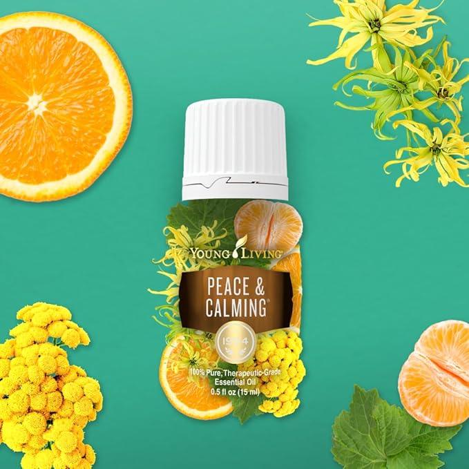 Young Living Peace & Calming Essential Oil 15ml - Pure & Tranquil Aromatherapy - Relax, Unwind, and Find Inner Peace - Topical & Aromatic - Blue Tansy, Orange, Tangerine, Patchouli, and Ylang Ylang