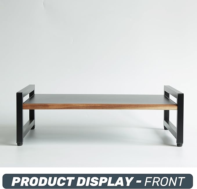 Monitor Riser,Monitor Stand for Desk -Metal Computer Riser with Solid Wood Decorative Strips.Desk Storage for Office, Home (no Storage)