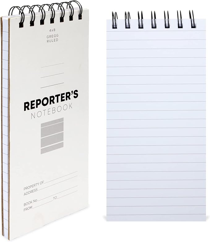 Juvale 12-Pack Reporters Notebook - 4 x 8 in White Top-Bound Spiral Soft Cover - 70 Sheets/140 Pages per Pad - Portable Pocket Notepads for Journalists & Detectives - Durable Lay-Flat Writing