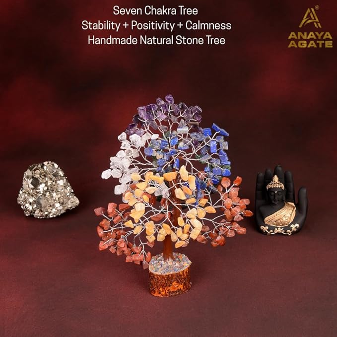 7 Chakra Tree of Life Handmade Gemstone Bonsai Trees, Crystals and Healing Stones Feng Shui Money Tree for Home Office Desk Decor, Positive Energy, Good Luck, Spiritual Birthday Gifts for Women