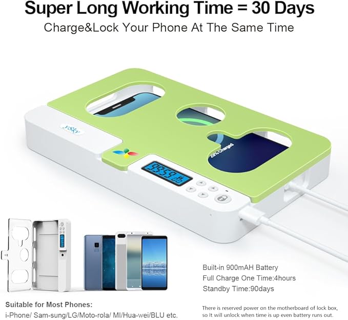ySky Portable Phone Timer Lock Box for iPhone and Android Phones, Self-Control Timer Phone Locker to Help Kids,Students, Adults Focus Back,Prevent Excessive Games, Mobile Phone Addiction(Green)