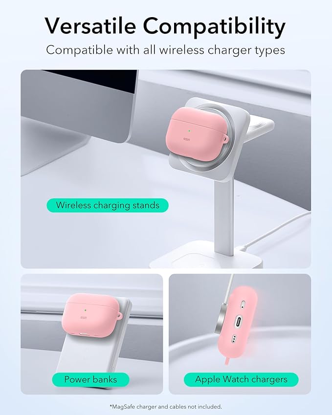 ESR for AirPods Pro 2 Case, Compatible with Airpods Pro 2nd Generation Case (2023/2022/2019), Compatible with MagSafe, Magnetic Lid Lock, Full Drop Protection, Pink