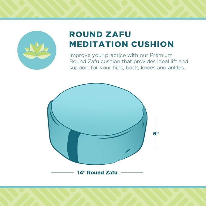 Bean Products Zafu Meditation Pillows for Sitting on Floor, Yoga Cushion, Cotton/Buckwheat Fill Yoga Pillow, Zafu Meditation Cushion, Zen Kneeling Prayer Pad- Made in USA - 14" Round - Natural
