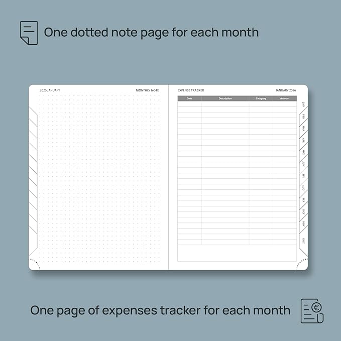 POPRUN Monthly Planner 2026-2027 (Medium- 6.5'' x 8.5'' Soft Cover), 18-Month Calendar Book (Jan.2026 - Jun. 2027), Calendar Planner with Monthly Tabs & Pocket, 100 GSM Paper - Night Sky Blue