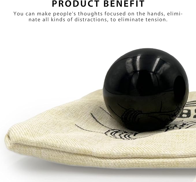 1.9 Inch Natural Jade Black Baoding Ball with Carrying Bag Exercise Massage Balls Health Stress Relieve Hand Exercise Baoding Balls