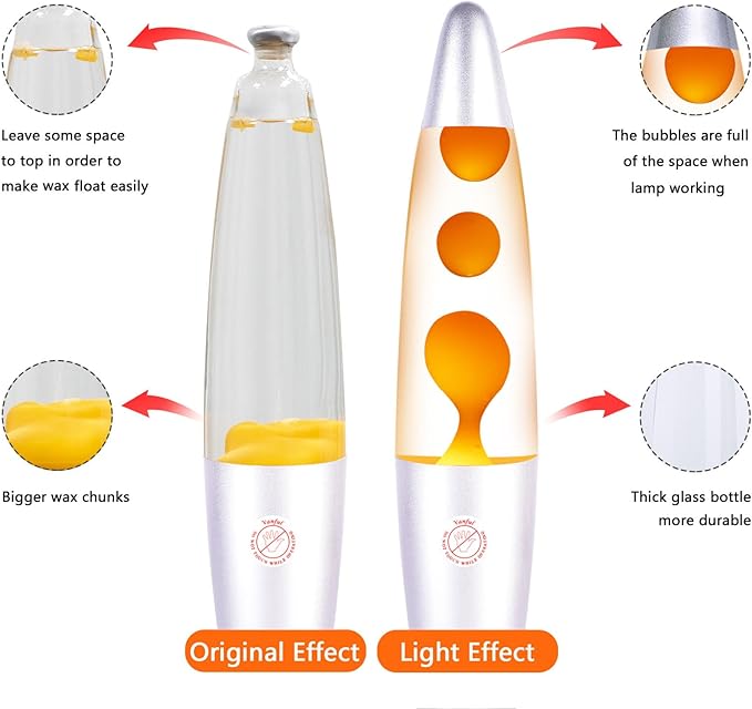 Orange Magma Lamp 13 Inches for Adults Cool Liquid Motion Lamps Stuff for Kids with Sliver Base Mood Night Light Home Living Room Office Bedroom Christmas Thanksgiving Day Decoration