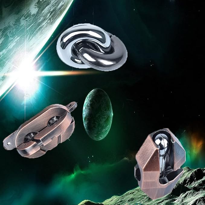 Brain Teaser Puzzle for Adults Puzzles Metal Hole Lock Adult Educational Toy Jigsaw IQ Puzzle (Red)