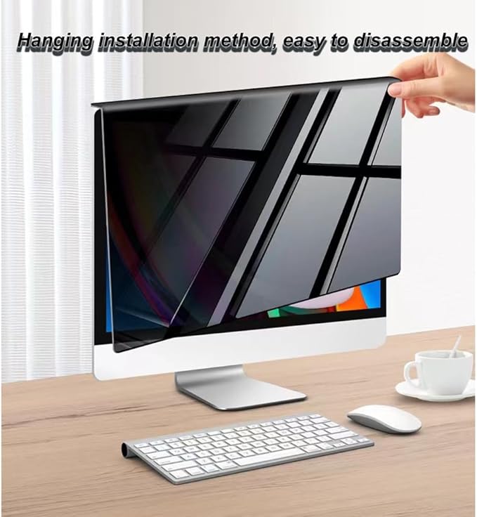 24 inch Hanging Monitor Computer Privacy Screen Filter, Anti Glare Blue Light Screen Protector Panel, Computer Screen Privacy Shield for Widescreen Monitor, 24 inch 16:9 Aspect Ratio