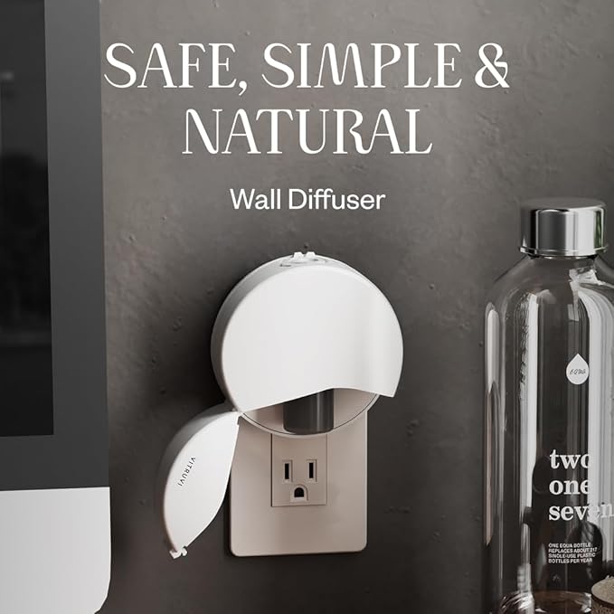 Vitruvi Push Plug-in Wall Diffuser – Starter Kit with Vanilla Mint Refill, Made with Natural Ingredients – Covers 200 Sq Ft – Long-Lasting Scent Up to 500 Hours – White