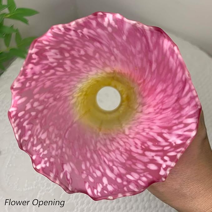 Bieye LS12 Lily Flower Blown Glass Lampshade (Yellow Pink, Opening I.D. 1.26" x O.D. 1.5")