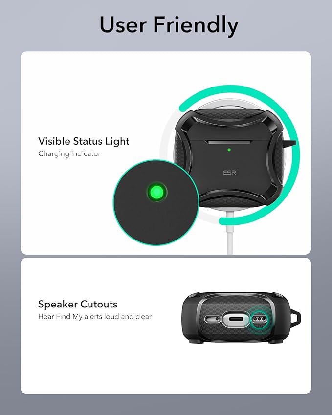 ESR for AirPods 4 Case, Compatible with AirPods 4th Generation Case (2024), Compatible with MagSafe, Powerful Drop Protection, Magnetic Lid, Cyber Series, Black