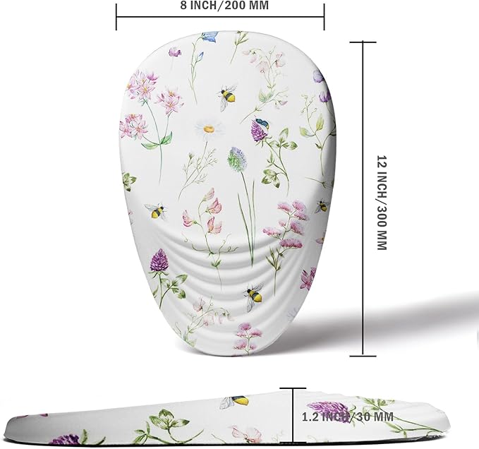 Floral Ergonomic Mouse Pad Wrist Support, Pretty Flowers Mouse Pad with Wrist Rest, Foam Massage Design & Non-Slip PU Base MousePads for Pain Relief, Desk, Office, Home