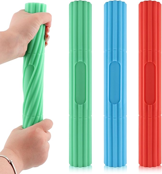 3 Pcs Flex Resistance Bars,Twist Obstruction Hand Grip Strength Trainer Resistance Bars for Golfers Elbow Tendonitis Wrist and Forearms Pain Relief(Light green Blue Orange)