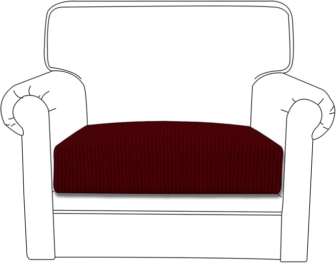 Easy-Going Stretch Chair Cushion Cover Sofa Cushion Furniture Protector Sofa Seat Sofa Slipcover Sofa Cover Soft Flexibility with Elastic Bottom(Chair Cushion, Wine)