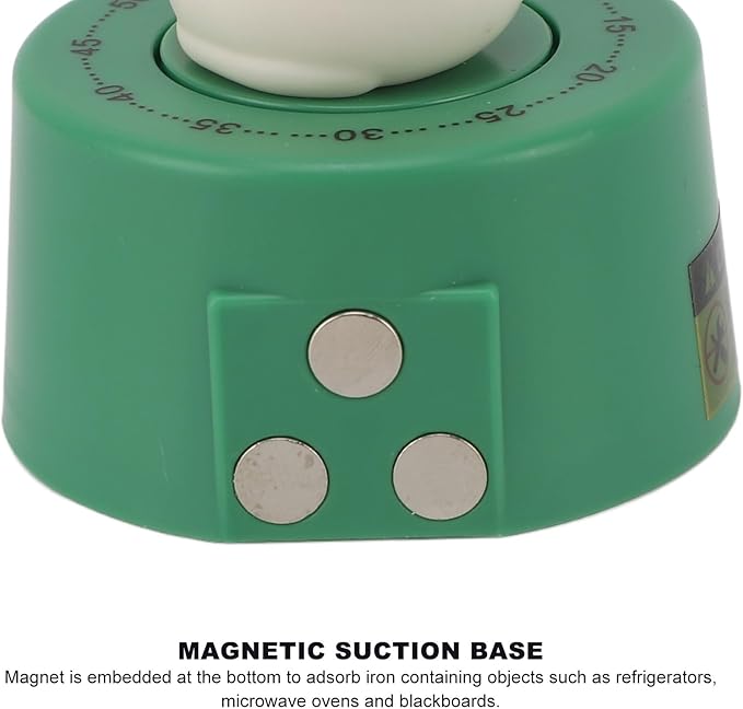 Mechanical Countdown Timer, 60 Minutes Mechanical Kitchen Timer Eco Friendly Loud Alarm Magnetic Base Cute Animal Shape for Kitchen (Kitten with Green Base)
