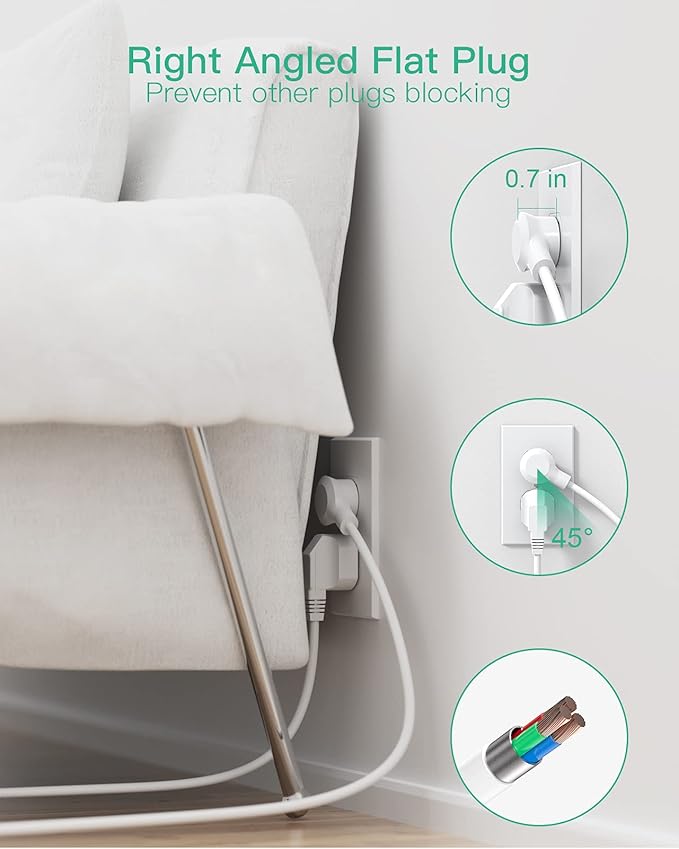 Tower Surge Protector Power Strip with 12 Outlets 4 USB (1 USB C), Mifaso Extension Cord with Multiple Outlets, 1800J Protection, Office Desk Supplies, Dorm Essentials