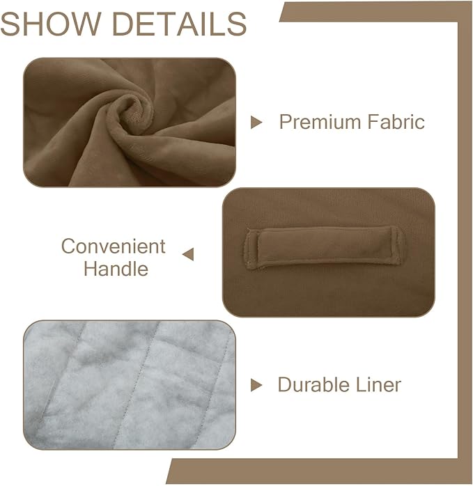 MeMoreCool Square Stuffed Pouf Ottoman Foot Rest, Floor Pouf Foot Stool with Foam Chunk Filling, Soft Stuffed Ottoman Footrest for Living Room, Light Coffee