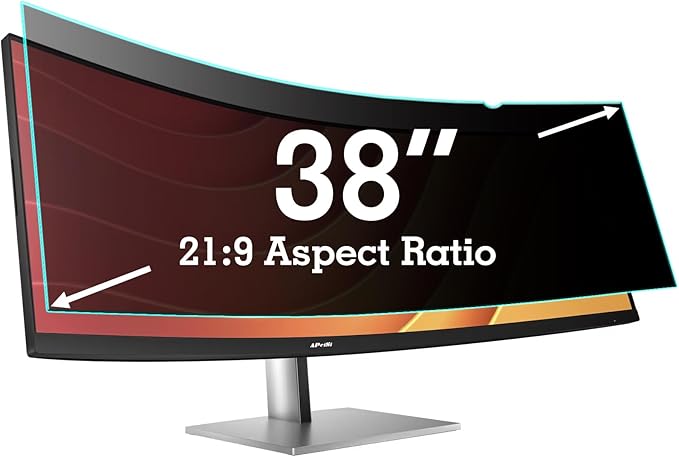 38 Inches Privacy Screen Filter for 21:9 Curved Ultrawide Monitor | Privacy Shield | Anti Glare | Anti-Blue Light | Eye Protection | Anti Spy | Computer Security Private Filter Protector