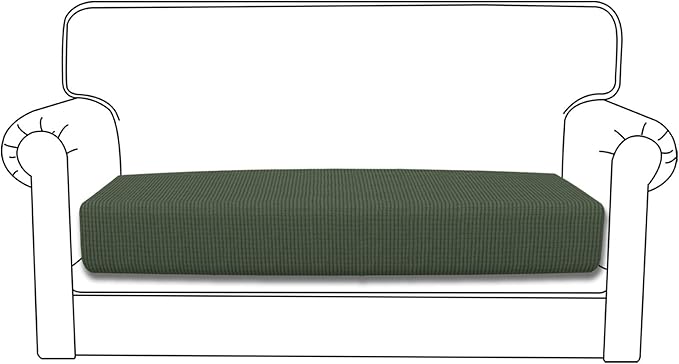 Easy-Going Stretch Loveseat Cushion Cover Sofa Cushion Furniture Protector Sofa Seat Sofa Slipcover Sofa Cover Soft Flexibility with Elastic Bottom(Loveseat Cushion, Olive Green)