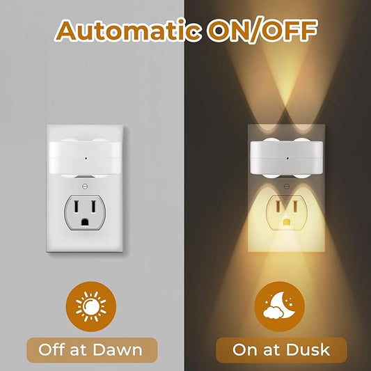 Night Light Plug into Wall, 4 Pack LED Night Lights,Rotatable Plug Night Lights,Dusk to Dawn Light Sensor,2700K Warm White Nightlights for Hallway Bedroom Stairway,Non-Dimmable