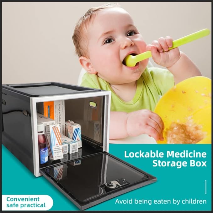 2 Pack Medicine Box with Combination Lock,Lock box for Medication Safe Storage Cabinet, Large Lockable Locker Container for Food,Snacks,Phone Jail,Toys,Marker Organizer,School Lockers Shelf