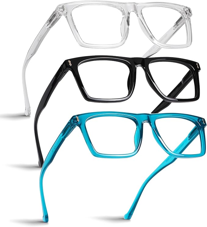 AQWANO 4 Pack Computer Reading Glasses Blue Light Filter Readers Glare Glasses for Men Women