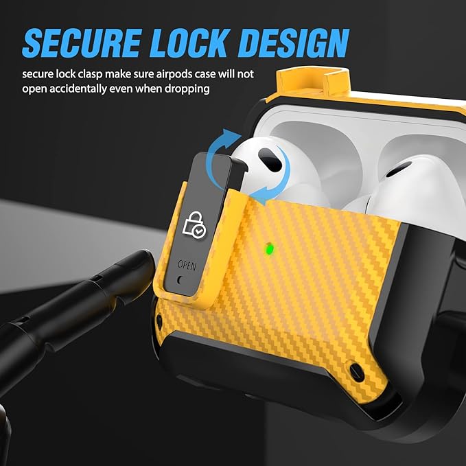 Valkit Armor Series Full-Body Shockproof Protective Case Cover for AirPods Pro 2nd/1st Generation Charging Case with Carabiner Keychain, LED Indicator, and Accessory Pouch