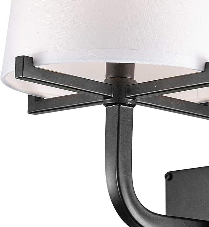 Globe Electric 51515 Valerie 1-Light Plug-in or Hardwire Wall Sconce, 6ft Black Fabric Covered Cord, Inline On/Off Rocker Switch, Dark Bronze with White Shade, Bulb Not Included