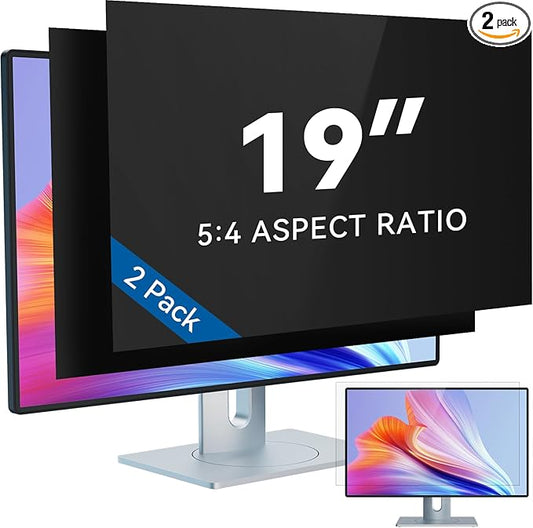 [2-Pack] 19 Inch Computer Privacy Screen Filter for 5:4 Widescreen Monitor, IPROKKO Removable 19inch Anti Blue Light Glare Privacy Shield, Anti Spy Security Protector for Hp Dell Asus Acer Samsung