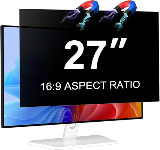 27 Inch Computer Privacy Screen for 16:9 Aspect Ratio Widescreen Monitor, Eye Protection Anti Glare Blue Light Computer Monitor Privacy Filter, Removable Anti-Scratch 27in Protector Film