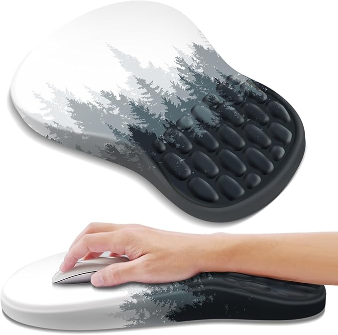 Ergonomic Mouse Pad with Wrist Rest Support, Mousepad with Comfortable Memory Foam Wrist Rest and Non-Slip PU Base for Pain Relief, Computer, Laptop, Office, Home (Forest-2)