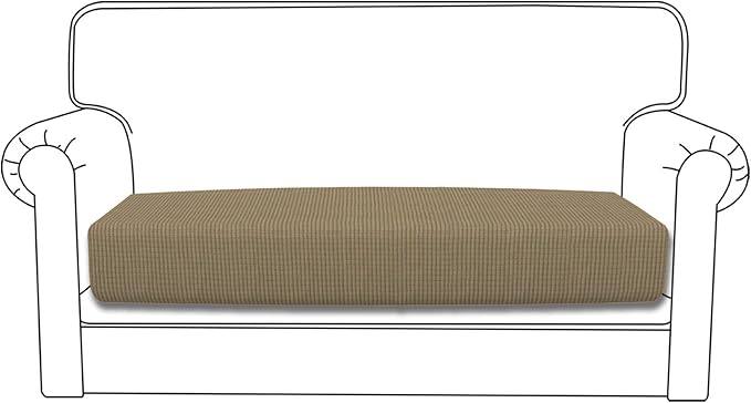 Easy-Going Stretch Loveseat Cushion Cover Sofa Cushion Furniture Protector Sofa Seat Sofa Slipcover Sofa Cover Soft Flexibility with Elastic Bottom(Loveseat Cushion, Tan)