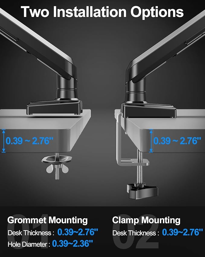 Dual Monitor Arm for 17-32 Inch Computer Screens, 22lbs per Arm, Full Motion Monitor Desk Mounts for 2 Monitors, Gas Spring Desk Mount, VESA Mount, Freelift Pro