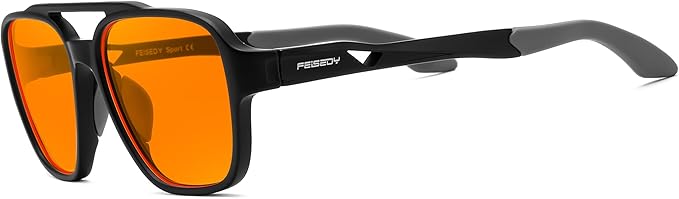 FEISEDY Orange Blue Light Blocking Glasses for Woman Men Amber Lenses Computer Gaming Glasses for Better Sleep