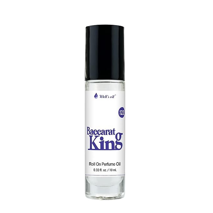 Well's Oil Roll-On Perfume Oil (Bacarat King) | Warm & Cool Notes | Long-Lasting | Paraben-Free | 0.33 Fl Oz / 10 ml