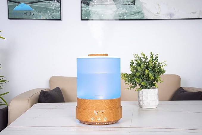 BlueHills Premium 2500 ML XL Essential Oil Diffusers for Large Room Aromatherapy Fragrance Diffuser Humidifier Combo High Mist Large air Diffuser for Essential Oils for Home Light Wood Grain F005