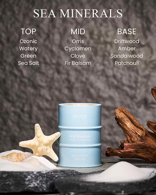 M&SENSE Sea Minerals Scented Candles Ocean, Aromatherapy Summer Candle for Stress Relief Meditation Relaxing, Housewarming Gifts for Women Men, 11.3oz 70 Hour Long Burning