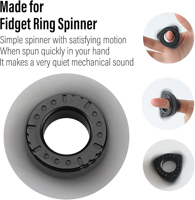 FREELOVE Keychain Ring Fidget Spinner for Adults, Men Finger Haptic Roller, Small Metal Clicker Toys, Ball Bearing, Black Fingears Spinning EDC for Anxiety Stress, Black