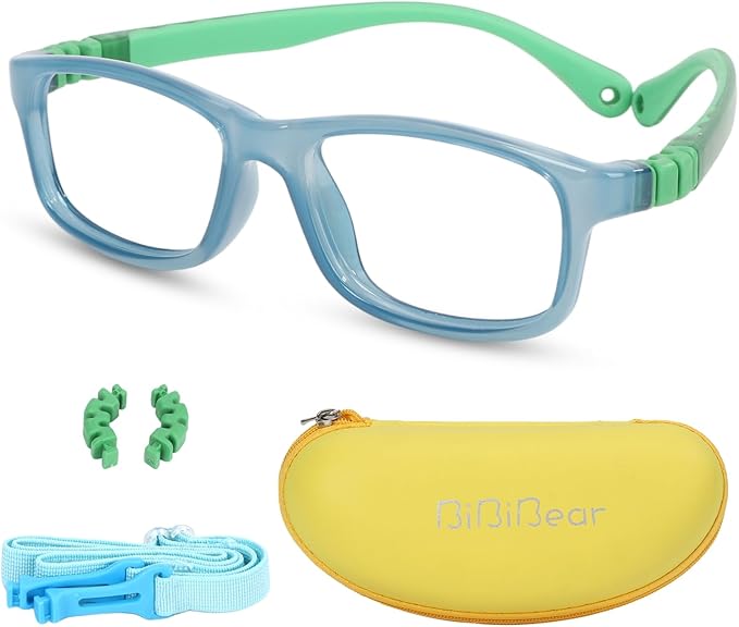 BiBiBear Toddler/Kids/Teens Glasses - Unbreakable TR90 Frame, 180° Flexible, Lightweight & Safe Glasses for Kids Age 2-15