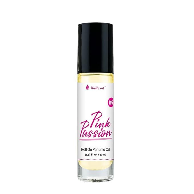 Well's Oil Roll-On Perfume Oil (Pink Passion) | Fruity Notes | Long-Lasting | Paraben-Free | 0.33 Fl Oz / 10 ml